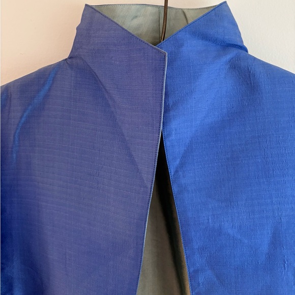 Vintage raw silk reversible formal jacket - ultramarine & ice blue - Picture 3 of 8